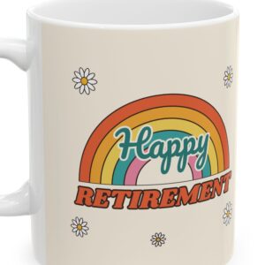 Happy Retirement Mug Personalized, Groovy Rainbow Retirement Gift for Women, photo 4 of 5