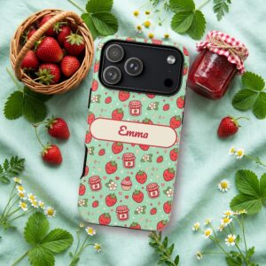 Custom Name Strawberry Jam Phone Case, Kawaii Mint, photo 3 of 5