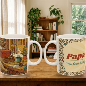 Papa Mug Personalized with Grandkids Names, Vintage Workshop, photo 5 of 5
