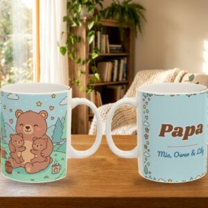 Papa Mug Personalized with Grandkids Names, Papa Bear and Cubs, photo 5 of 5