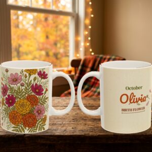 Birth Flower Mug October, Personalized Name, photo 5 of 5