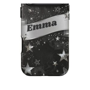 Custom Name Grunge Star Phone Case, Black and Silver, photo 5 of 5