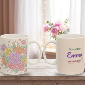 Birth Flower Mug November, Personalized Name, photo 5 of 5