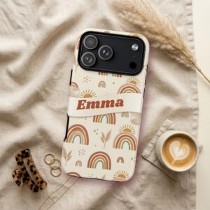 Custom Name Boho Rainbow Phone Case, Neutral Earth Tones, photo 3 of 5