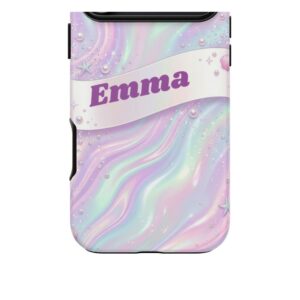 Custom Name Iridescent Pearl Phone Case, Holographic Ribbon, photo 5 of 5