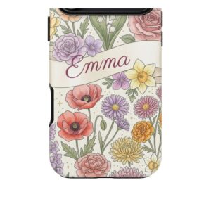Custom Name Phone Case for iPhone 18 Pro Max, Birth Flower Watercolor Floral Tough Case, photo 5 of 5