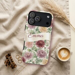 Custom Name November Birth Flower Phone Case, Chrysanthemum, photo 3 of 5