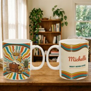 Boss Mug Personalized with Name, Retro 70s Best Boss Ever, photo 5 of 5