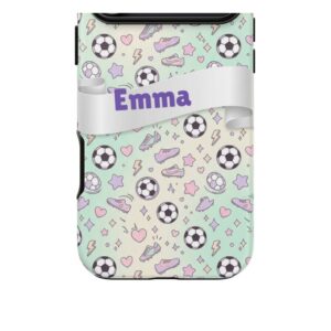 Custom Name Soccer Phone Case, Pastel Mint and Cream, photo 5 of 5