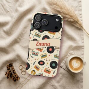 Custom Name Retro Vinyl Record Phone Case, Music Lover, photo 3 of 5