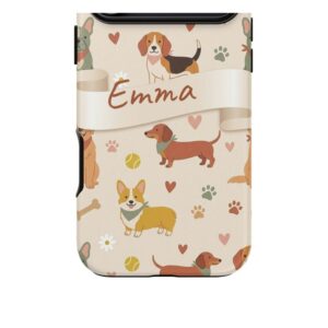 Custom Name Dog Mom Phone Case, Pastel Puppy Pattern, photo 5 of 5