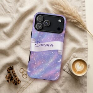 Custom Name Zodiac Constellation Phone Case, Iridescent Night Sky, photo 3 of 5