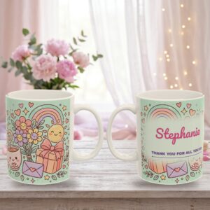Thank You Mug Personalized with Name, Pastel Kawaii Thank You for All You Do, photo 5 of 5