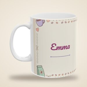 Personalized Coffee Mug with Name, Pastel Clip Art Design, photo 5 of 5