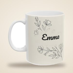 Personalized Coffee Mug, Minimal Line Art Botanical Name Cup, photo 5 of 5