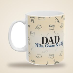 Dad Mug Personalized Name, Minimal Line Art Coffee Cup, photo 5 of 5