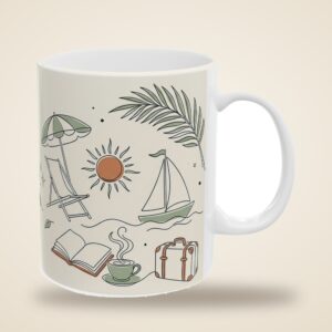Retirement Mug Personalized, Minimal Line Art Beach Chair Coffee Cup with Custom Name, photo 4 of 5
