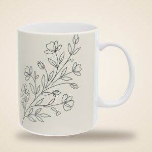 Personalized Coffee Mug, Minimal Line Art Botanical Name Cup, photo 3 of 5