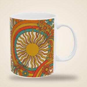 Custom Name Mug, Personalized Retro 70s Sunburst Coffee Cup, photo 4 of 5