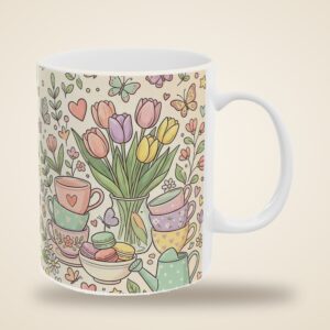 Auntie Mug, Personalized Pastel Floral Coffee Cup with Nieces and Nephews Names (11oz), photo 4 of 5
