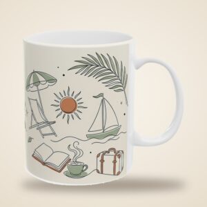 Retirement Mug Personalized, Minimal Line Art Beach Chair Coffee Cup with Custom Name, photo 3 of 5