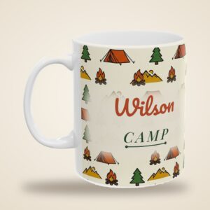Camping Mug Personalized Name, Vintage Retro Campsite Coffee Cup, photo 4 of 5
