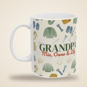 Grandpa Mug Personalized Name, Cute Pastel Clip Art Coffee Cup, photo 4 of 5
