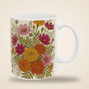 Birth Flower Mug October, Personalized Name, photo 4 of 5