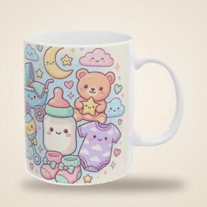 Pregnancy Announcement Mug Personalized, Pastel Kawaii Baby Coming Soon, photo 4 of 5