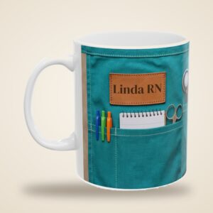 Personalized Nurse Mug, RN Name with Scrubs Pocket, photo 4 of 5
