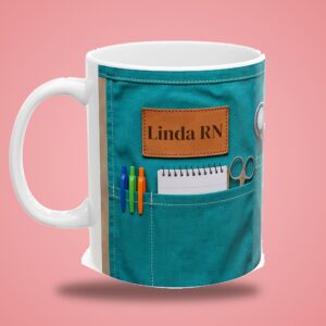 Personalized Nurse Mug, RN Name with Scrubs Pocket, photo 3 of 5