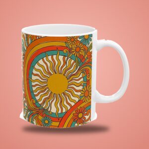 Custom Name Mug, Personalized Retro 70s Sunburst Coffee Cup, photo 3 of 5