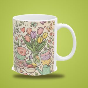 Auntie Mug, Personalized Pastel Floral Coffee Cup with Nieces and Nephews Names (11oz), photo 3 of 5
