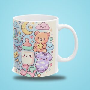 Pregnancy Announcement Mug Personalized, Pastel Kawaii Baby Coming Soon, photo 3 of 5