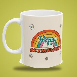 Happy Retirement Mug Personalized, Groovy Rainbow Retirement Gift for Women, photo 3 of 5