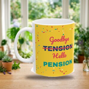 Funny Retirement Mug Personalized with Name, Goodbye Tension Hello Pension, photo 3 of 5