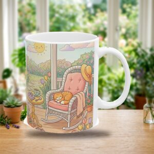 Retirement Coffee Mug Personalized with Name, Pastel Porch Rocking Chair, photo 3 of 5