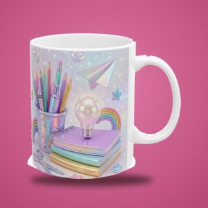 Teacher Mug Personalized with Name, 3D Iridescent Holographic Pencils Coffee Cup, photo 3 of 5