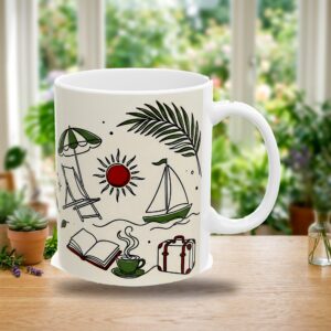 Retirement Mug Personalized, Minimal Line Art Beach Chair Coffee Cup with Custom Name, photo 2 of 5