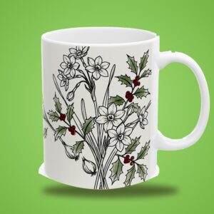 Birth Flower Mug December, Personalized Name, photo 3 of 5