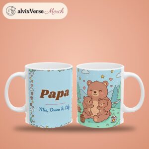 Papa Mug Personalized with Grandkids Names, Papa Bear and Cubs, photo 2 of 5