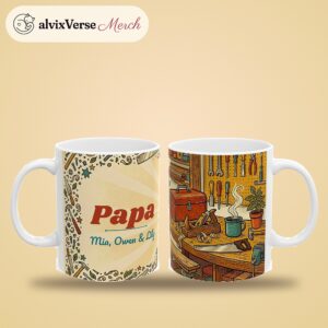 Papa Mug Personalized with Grandkids Names, Vintage Workshop, photo 2 of 5