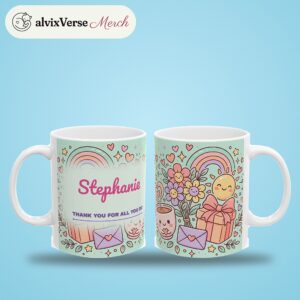 Thank You Mug Personalized with Name, Pastel Kawaii Thank You for All You Do, photo 2 of 5