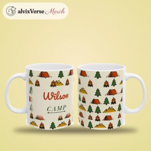 Camping Mug Personalized Name, Vintage Retro Campsite Coffee Cup, photo 2 of 5