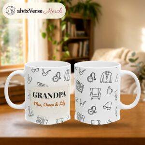 Grandpa Mug Personalized Name, Minimal Line Art Coffee Cup, photo 2 of 5