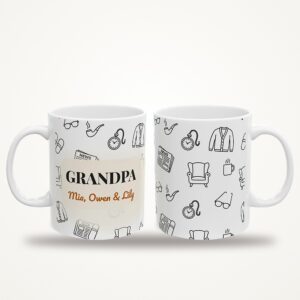 Grandpa Mug Personalized Name, Minimal Line Art Coffee Cup, photo 3 of 5