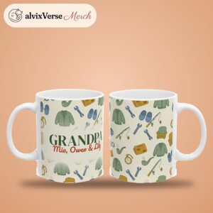 Grandpa Mug Personalized Name, Cute Pastel Clip Art Coffee Cup, photo 2 of 5