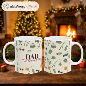 Dad Mug Personalized Name, Cute Pastel Clip Art Coffee Cup, photo 2 of 5