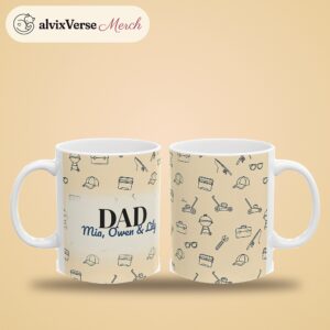 Dad Mug Personalized Name, Minimal Line Art Coffee Cup, photo 2 of 5