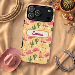 Custom Name Cowgirl Phone Case, Western Cactus and Hat, photo 2 of 5
